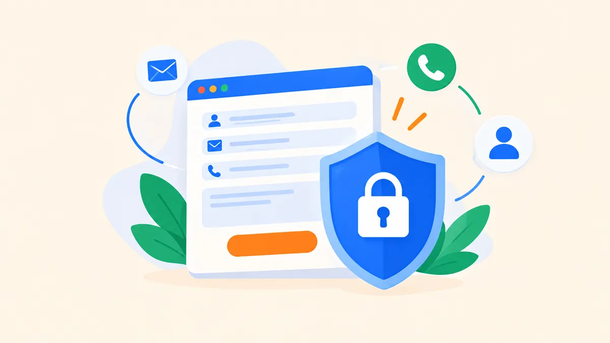 Illustration d'un formulaire de contact protégé par un bouclier et un cadenas